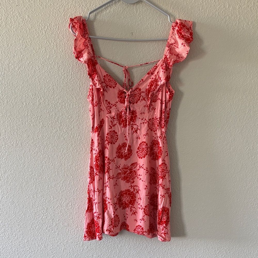 Cleobella Caroline Dress Floral pink and red flowers cute ornate sleeves XS